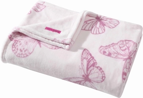 Betsey Johnson - Twin Blanket, Ultra-Soft Plush Bedding, Oversized Soft Blanket, Dorm Essentials (Malachite Butterfly Pink)