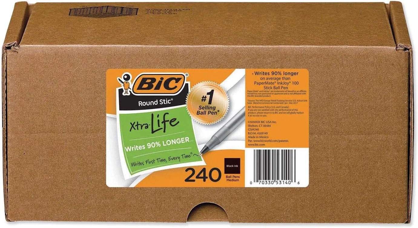 BIC Round Stic Ballpoint Pen, Translucent