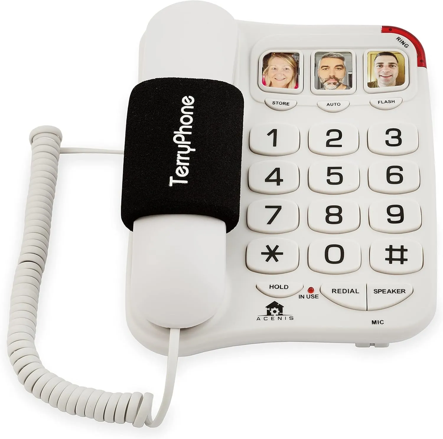 Big Button Phone for Seniors - Corded Landline Telephone - One-Touch Dialling for Visually Impaired - Amplified Ringer with Loud Speaker for Hearing Impaired, Ergonomic Non-Slip Grip
