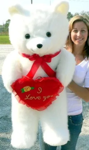 Big Plush Giant Teddy Bear Holding I Love You Heart Pillow Soft 42 Inches Made in The USA America