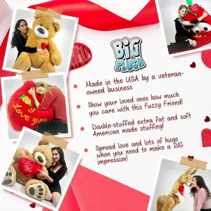 Big Plush Valentine Personalized Giant White Teddy Bear 52 Inch Soft Animal, Your Message Customized on Red Satin Neck Ribbon Bow