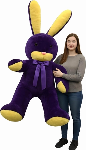 Big Plush American Made Giant Stuffed Bunny 60 Inch Soft 5 Foot Rabbit Purple and Yellow Made in USA