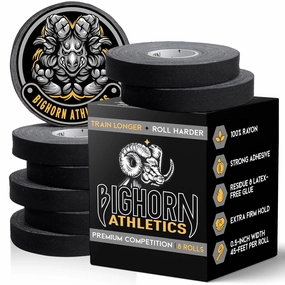 Bighorn Athletics Premium Competition Jiu-Jitsu Finger Tape, 8-Rolls, 50% Stronger Material, Residue-Free (0.5-Inch, Black)