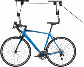 Bike Hoist, Lift Mountain Bike Hanging Rack with 2 Pulley and 44ft Adjustable Hanging Rope | 100lb Capacity Heavy Duty Pulley Rack System for Cycling, Holds Kayaks, Ladders