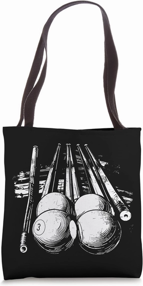 Billiard Ball and Cue Stick Drawing Tote Bag