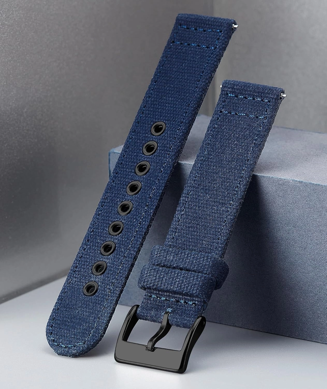 BINLUN Canvas Watch Bands Quick Release Sail Cloth Watch Straps Replacement 18mm 20mm 22mm 24mm Cotton Fabric Watchband for Men and Women with Silver/Black Buckle