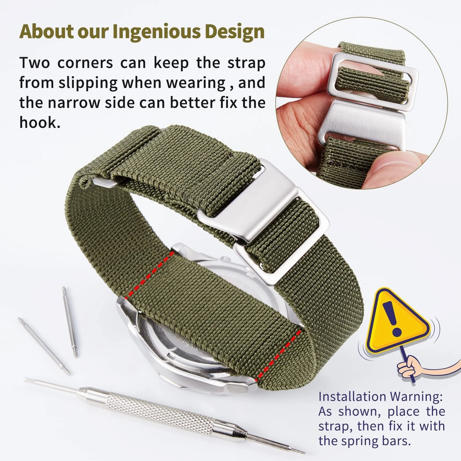 BINLUN Elastic Fabric Nylon Watch Band Waterproof Military Replacement Strap Men