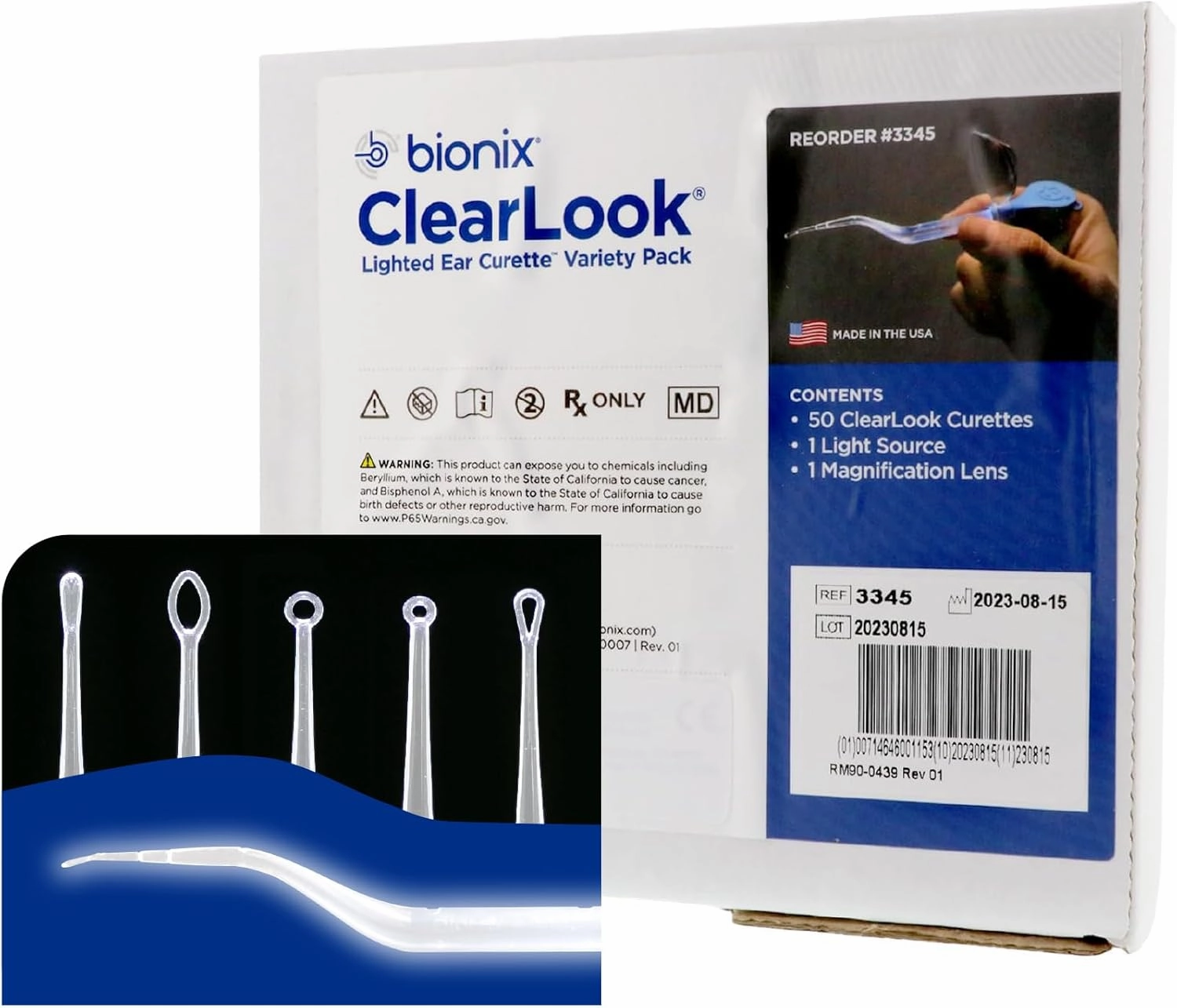 Bionix - ClearLook Lighted Ear Curette Variety Pack, Convenient & Easy-to-Use, Single-Use (50 Count)