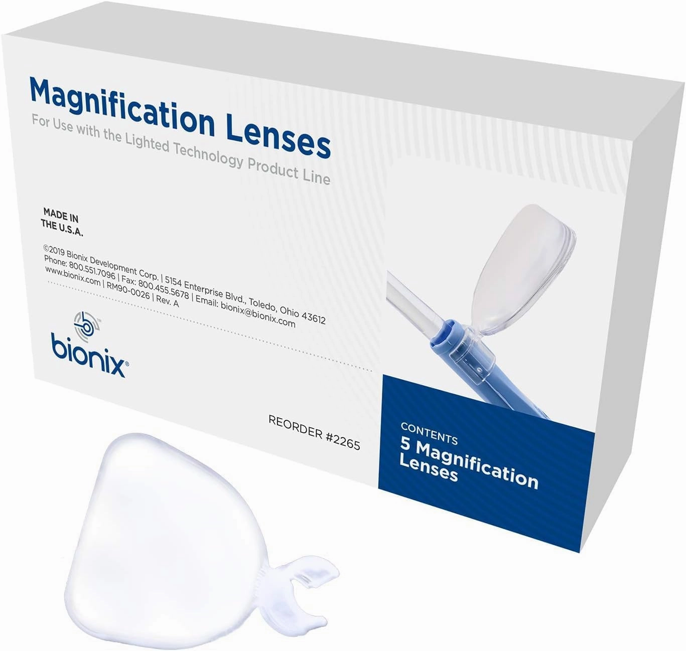 Bionix - Magnification Lens for Plastic Lighted Ear Curette, Earwax Removal Tool Accessory, Easy-to-Use, Convenient, Designed for Medical Professionals (5-Pack)