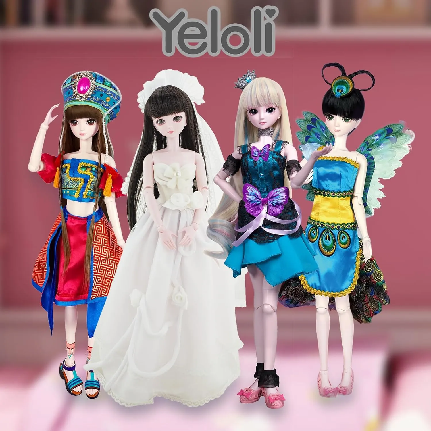 Bjd Doll, SD Toy 22.4 Inch 18 Ball Joint Design Doll, Dress Up Birthday Gift with Wigs, Clothes, Shoes for 3  Years Old Girls Kids Children
