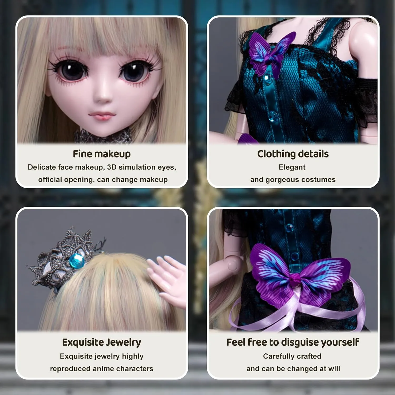 Bjd Doll, SD Toy 22.4 Inch 18 Ball Joint Design Doll, Dress Up Birthday Gift with Wigs, Clothes, Shoes for 3  Years Old Girls Kids Children