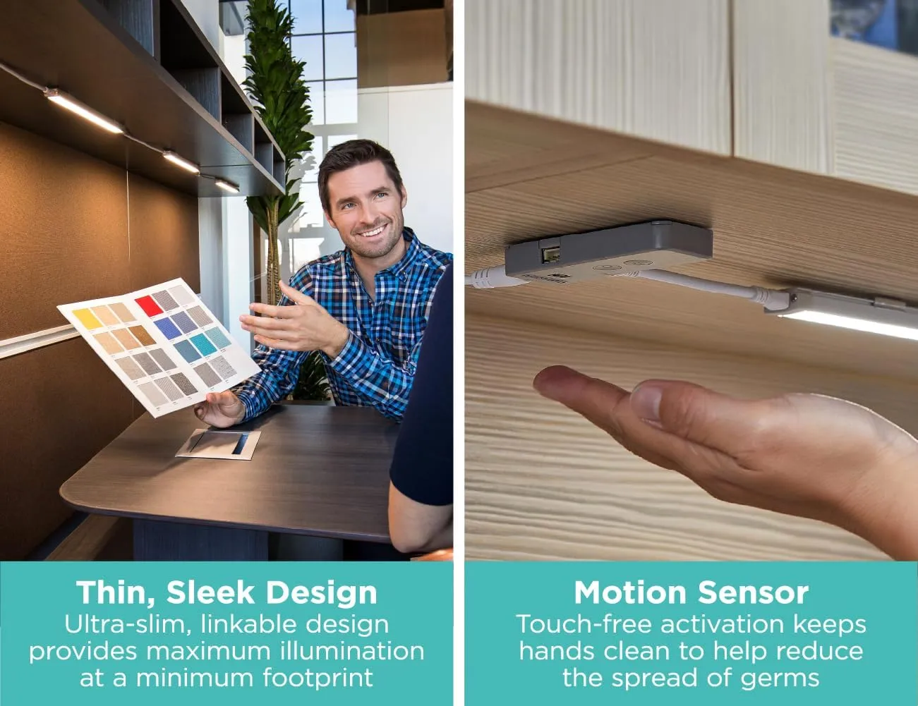 BLACK DECKER LED Under Cabinet Light Kit, Motion Sensor, Dimmable, Linkable, 3 Color Settings, Tool-Free, for Kitchen, Cabinets and Closets, (3) 9" Bars