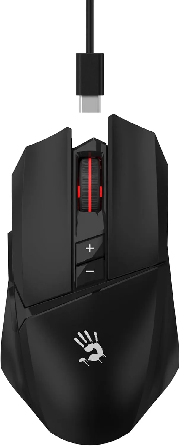 Bloody R36 Ultra Dual Mode Wireless Gaming Mouse - 12000 CPI, PAW3313 Sensor, 1ms Wireless Transmission, 7 Programmable Buttons, up to 75 Hours Playtime, RGB Lighting, for Esports and Gaming
