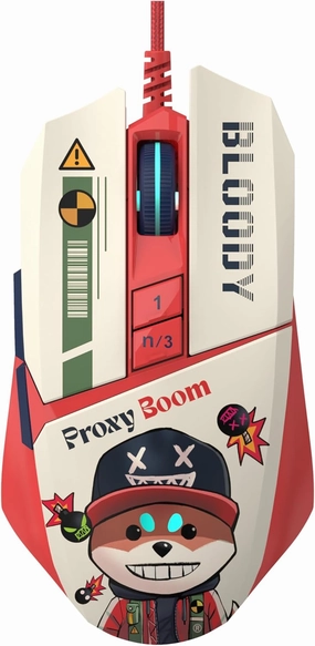 Bloody W63 Max RGB Gaming Mouse, 12,000 CPI, BC3332-A Sensor, 2000 Hz Report Rate, 4M Onboard Memory, LOD Adjustment, Lightweight Braided Cable - Proxy Boom Edition