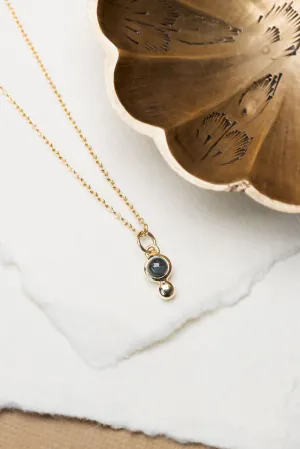 Blue Topaz and Metal Ball Necklace