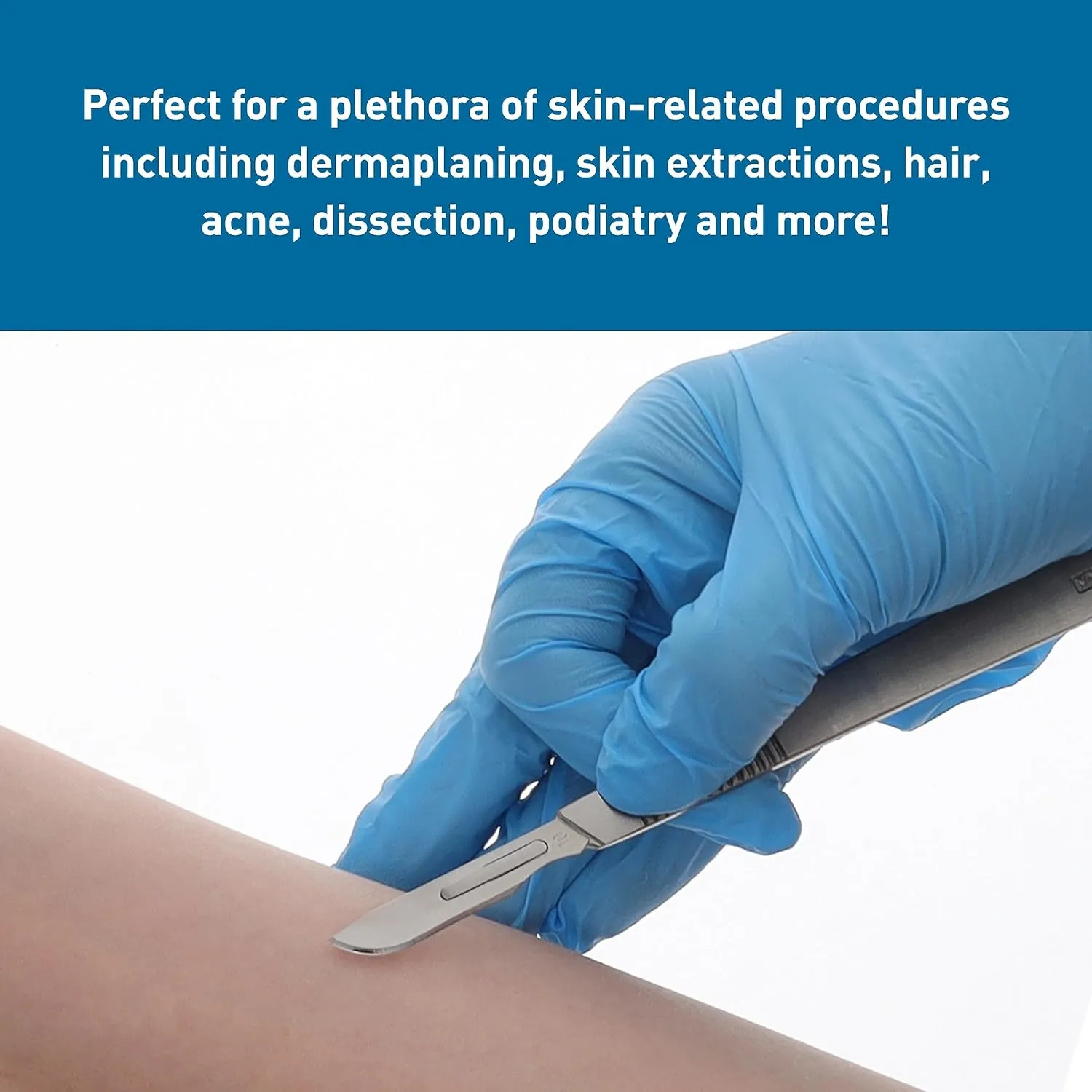 BodyMed Dermaplaning Blades #10 in Stainless Steel, 100 PCS - Disposable, Sterile Scalpel Blades for Estheticians, Facial Exfoliation, Hair Removal, Skin Care, Surgical & Podiatry Use