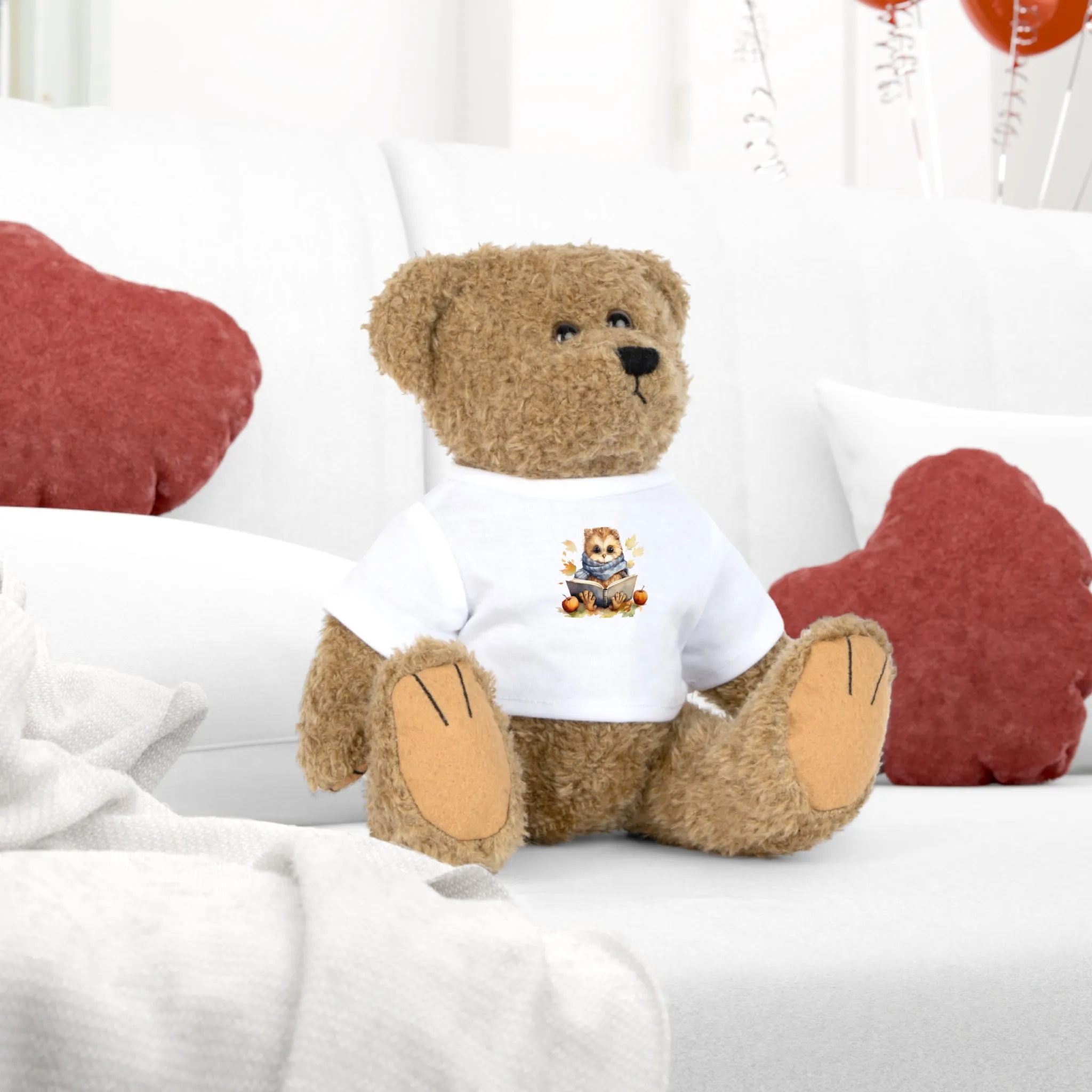 Book Reading Owl Teddy Bear with T-Shirt