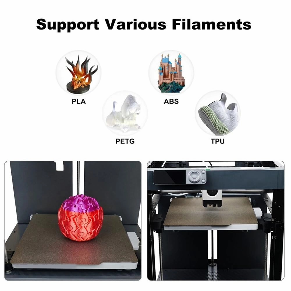 BORDSTRACT Double-Sided Build Plate, PEI Coated Texture Spring Steel Flexible Plate 377x370mm with Soft Magnetic Base, Printing Platform for Most Models of 3D Printer Platform