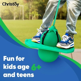 BoterLun Pogo Ball with Handle, Pogo Stcik Pogo Jumper Toy for Kids Over Ages 6 and Adults with Pump and Strong Grip Deck to Exercise (Green)