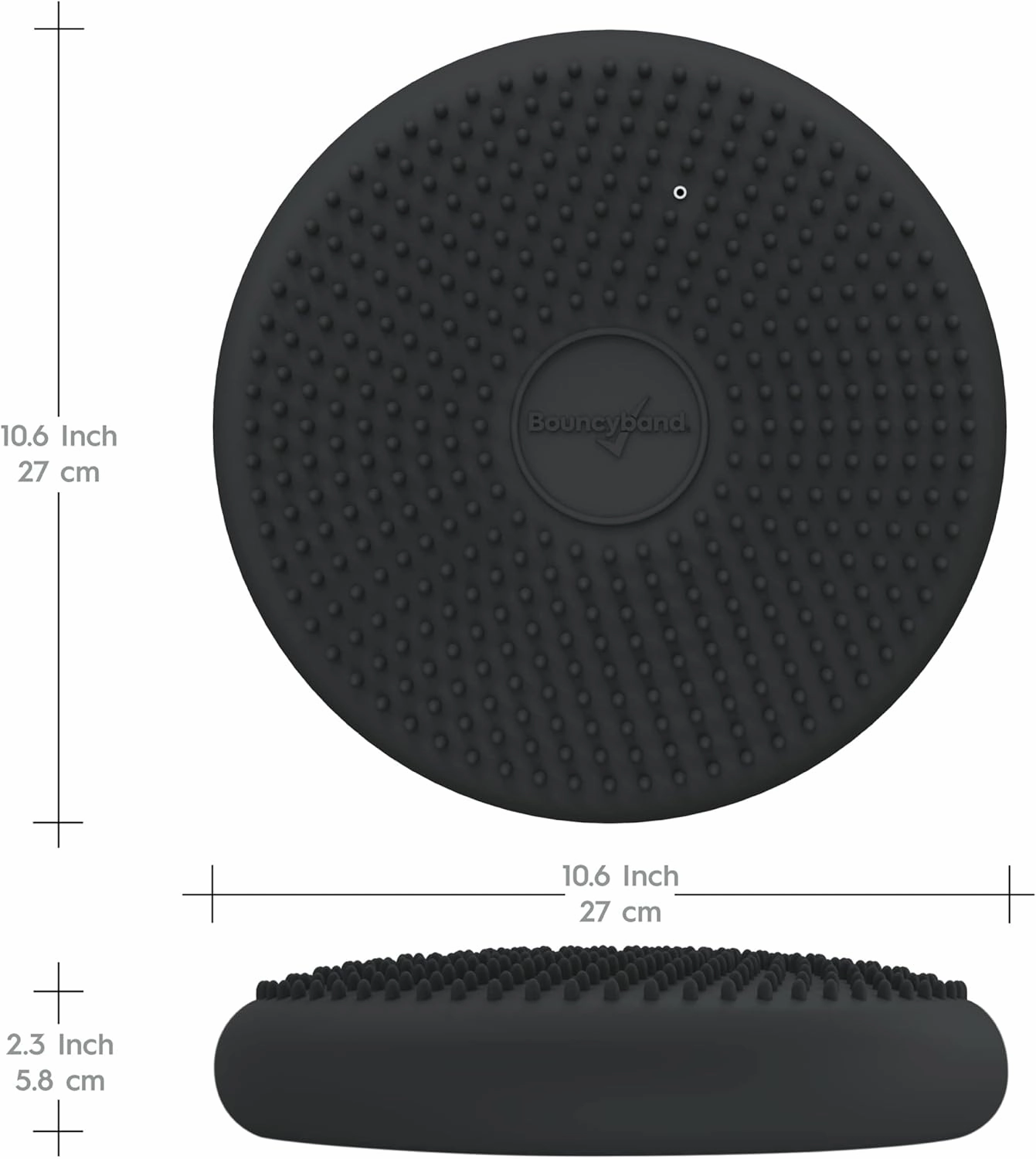 BouncyBand Wiggle Seat, Gray, 1-Pack – Small 10.75” D x 2.5” H Wobble Cushion for Kids Aged 3-7 – Sensory Tool Promotes Active Learning & Improves Productivity – Includes Pump for Easy-Inflation