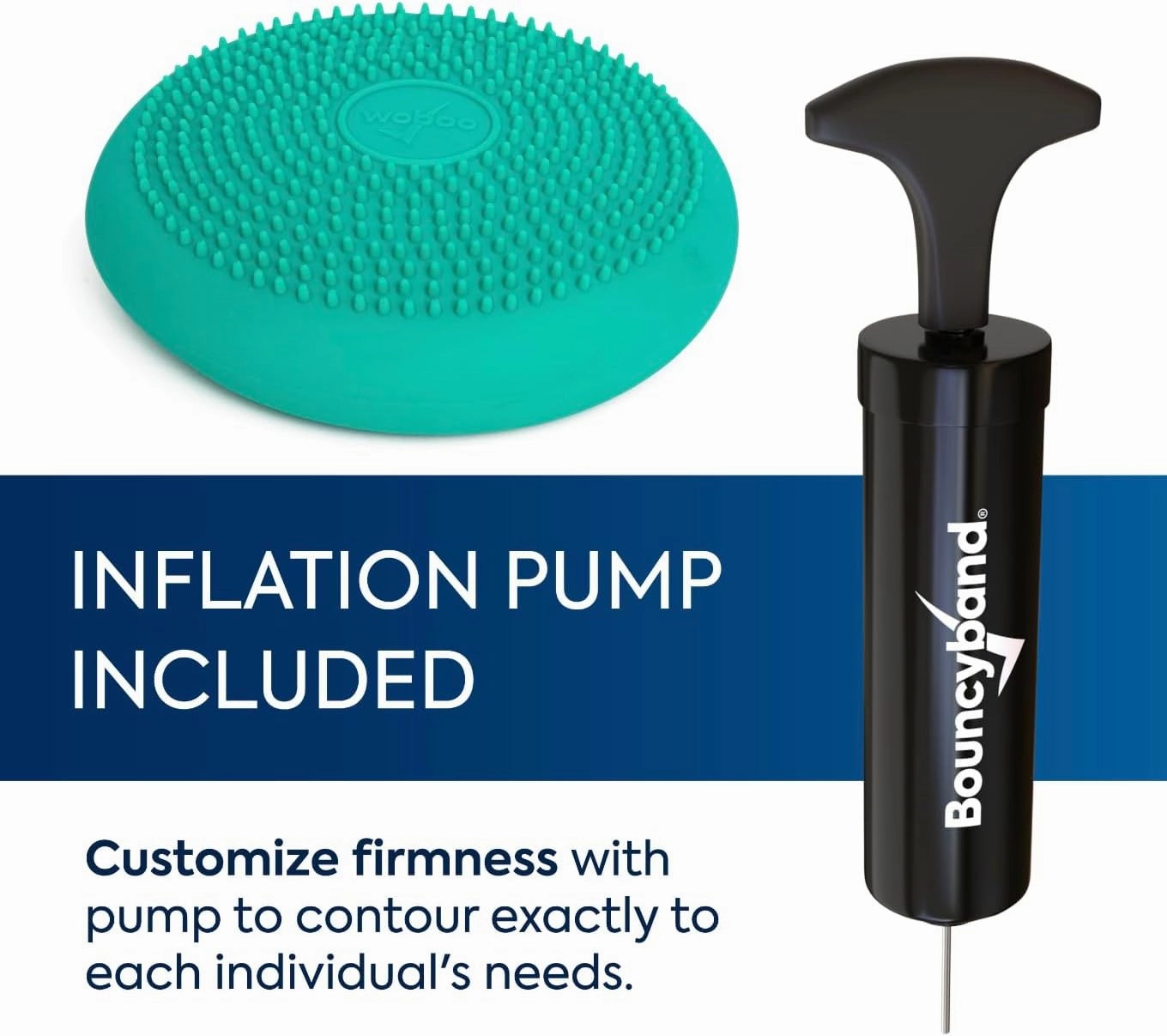 BouncyBand Wiggle Seat, Green, 1-Pack – Small 10.75” D x 2.5” H Wobble Cushion for Kids Aged 3-7 – Sensory Tool Promotes Active Learning & Improves Productivity – Includes Pump for Easy-Inflation