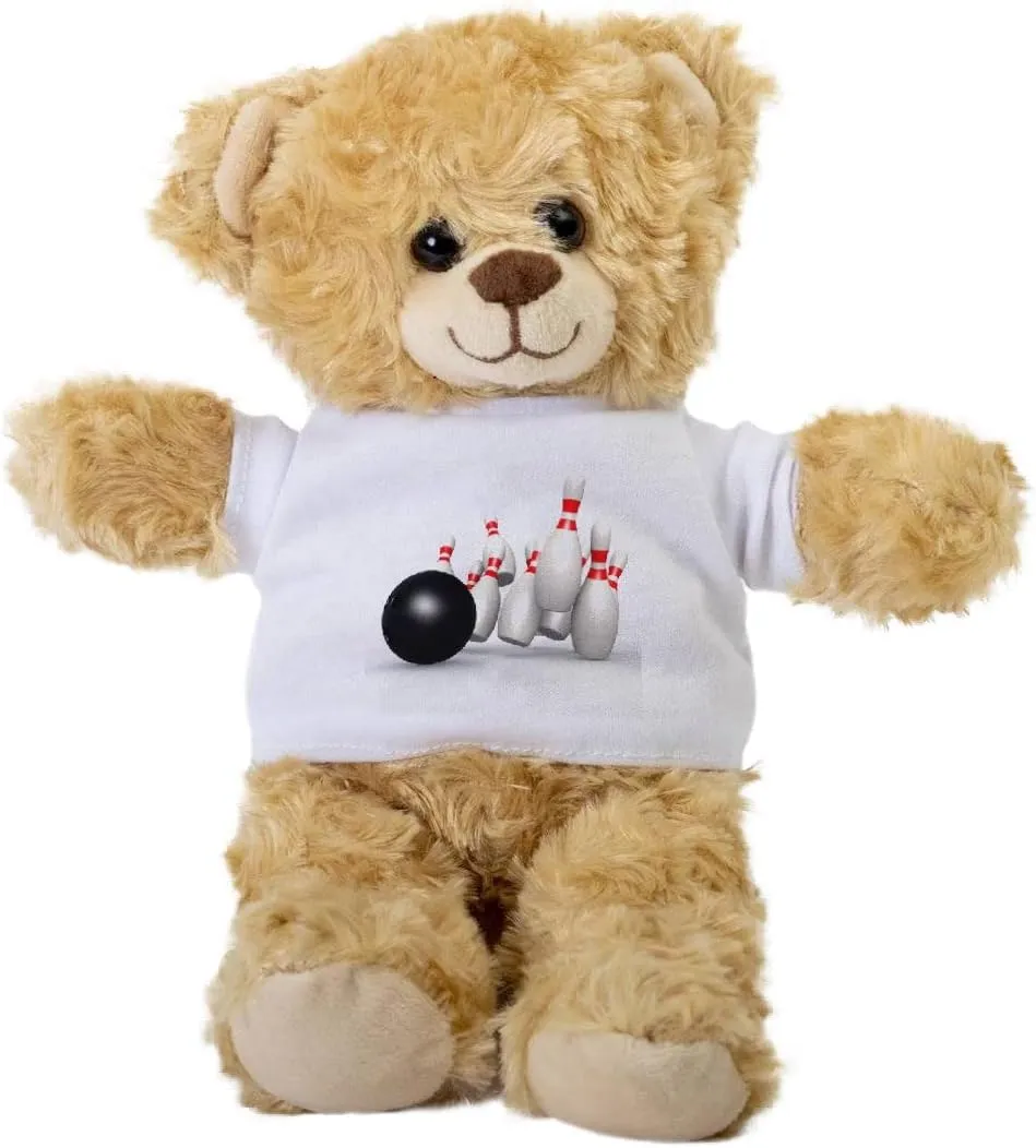 Bowling Pin Teddy Bear, Gift Stuffed Animal, Plush Teddy Bear with Tee, Welcoming Baby Gift, Gift for Her, Gift for Newborn, Cute Birthday Christmas Basket Gift Idea