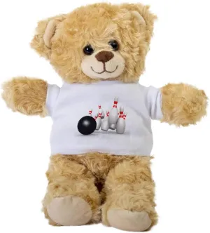 Bowling Pin Teddy Bear, Gift Stuffed Animal, Plush Teddy Bear with Tee, Welcoming Baby Gift, Gift for Her, Gift for Newborn, Cute Birthday Christmas Basket Gift Idea
