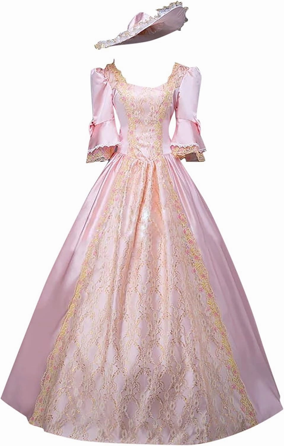 BOXIACEY Women 1800s Ball Gown Rococo Dress Renaissance Medieval Costume Victorian Ball Gown Princess Cosplay Costumes