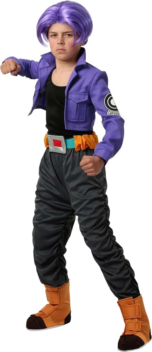 Boys Dragon Ball Z Trunks Halloween Costume | Kids Saiyan Anime Complete Outfit with Jacket, Shirt, Pants, Belt, Boot Tops, & Wig Small (6) Bundle