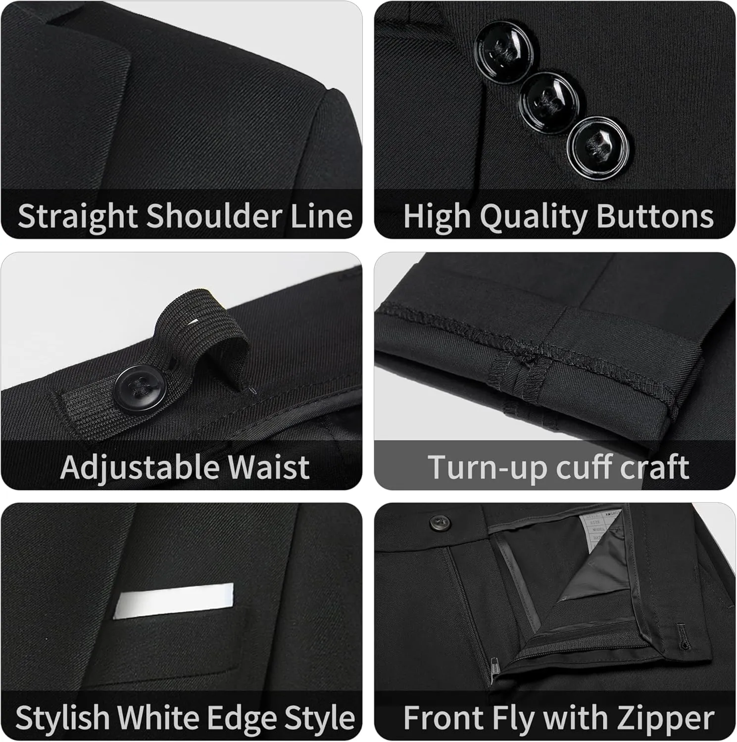 Boys' Formal Suit Set, with Suspenders, Adjustable Waist
