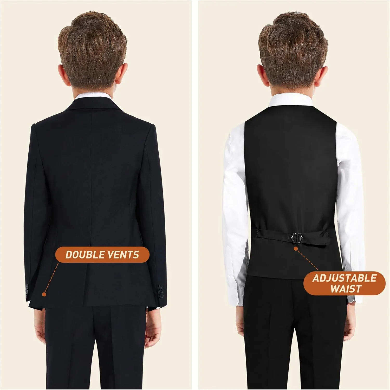 Boys' Formal Suit Set, with Suspenders, Adjustable Waist