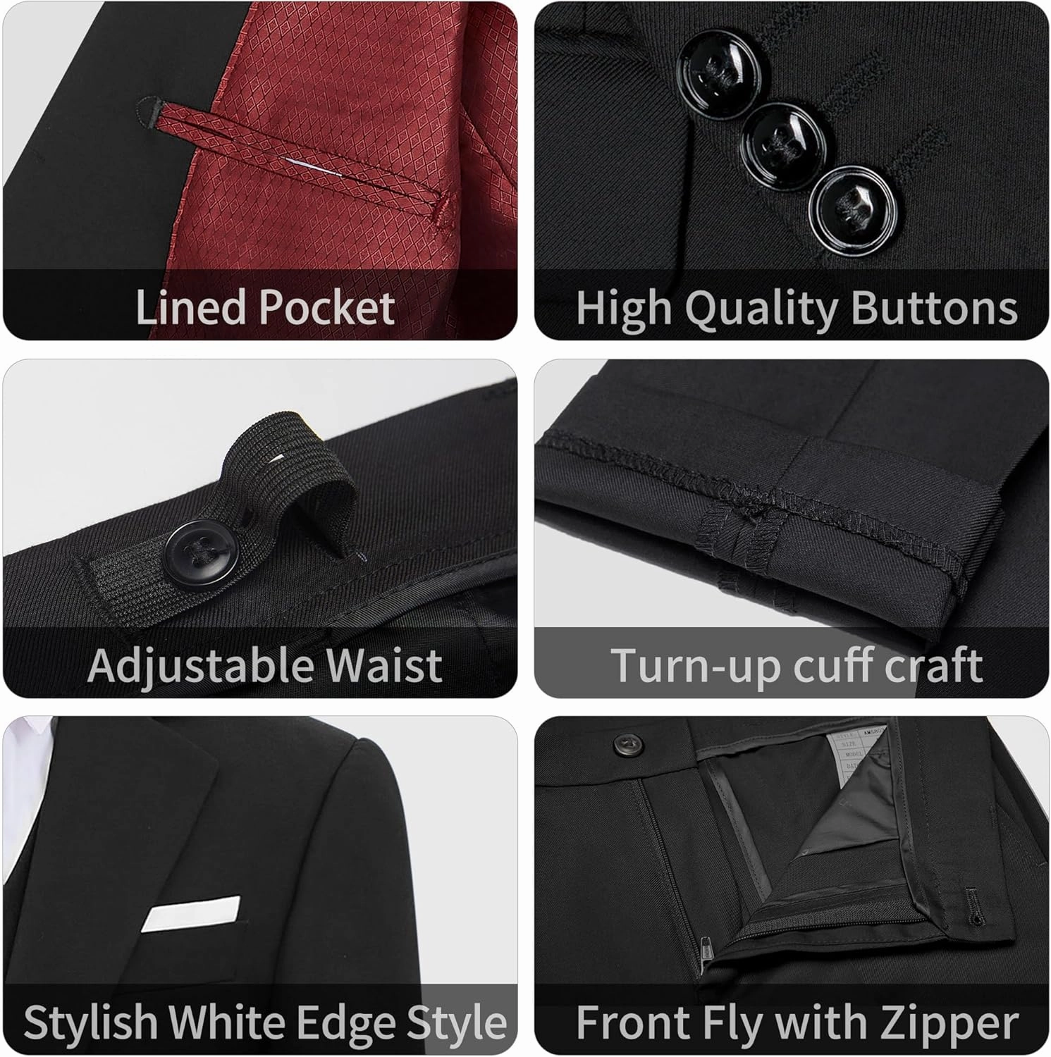 Boys' Formal Suit Set, with Suspenders, Adjustable Waist