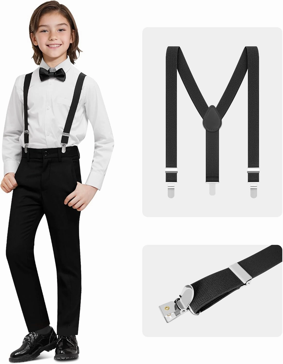Boys' Formal Suit Set, with Suspenders, Adjustable Waist