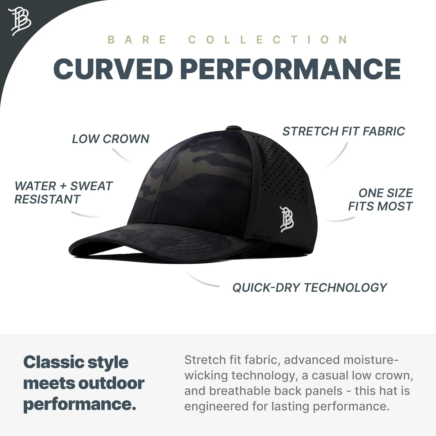 Branded Bills Old Glory PVCPerformance, Lightweight, Comfortable Baseball Cap