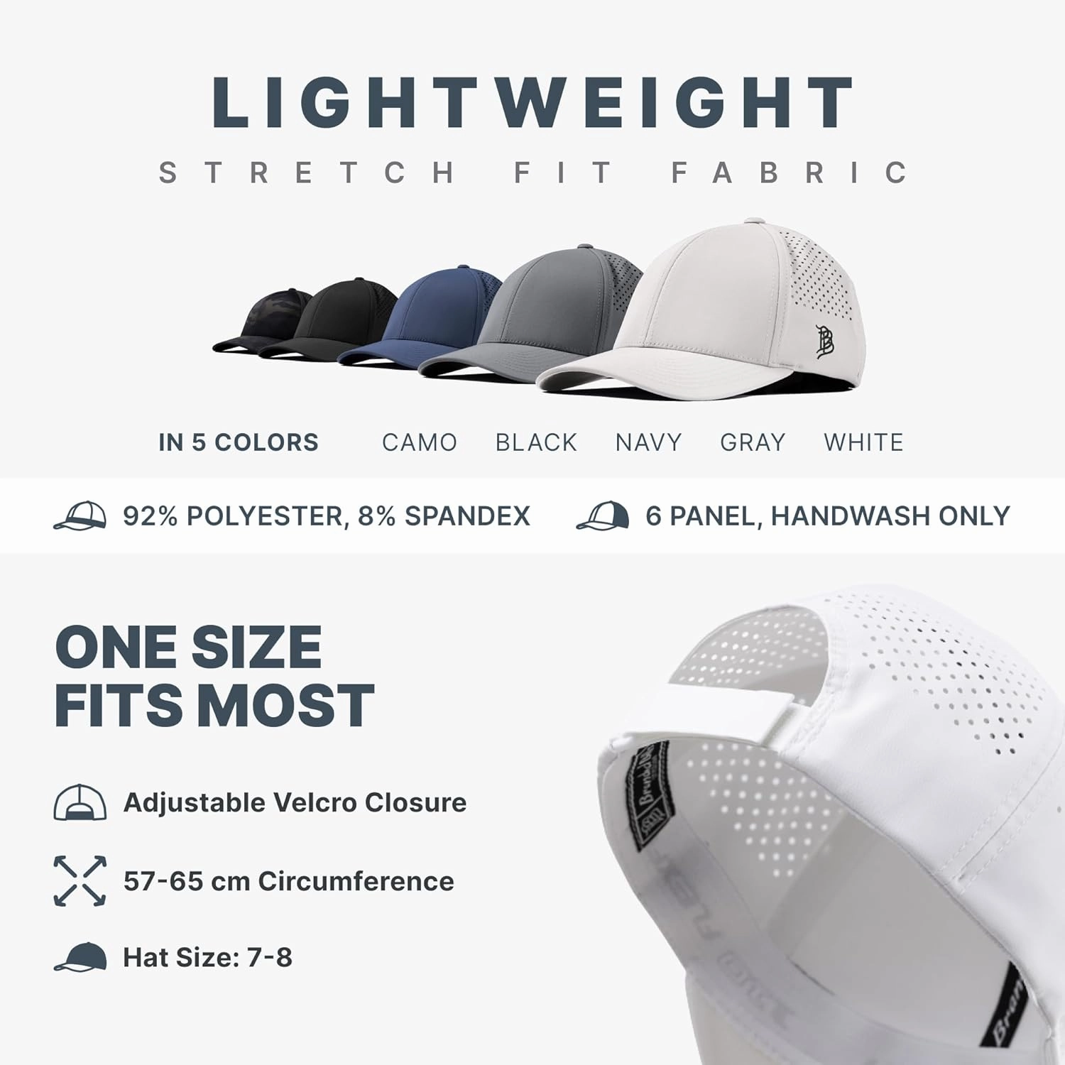 Branded Bills Bare Performance Hat, with Flexfit Sweatband, Adjustable Snapback, Comfort Stretch, Quick Dry, Water Repellent
