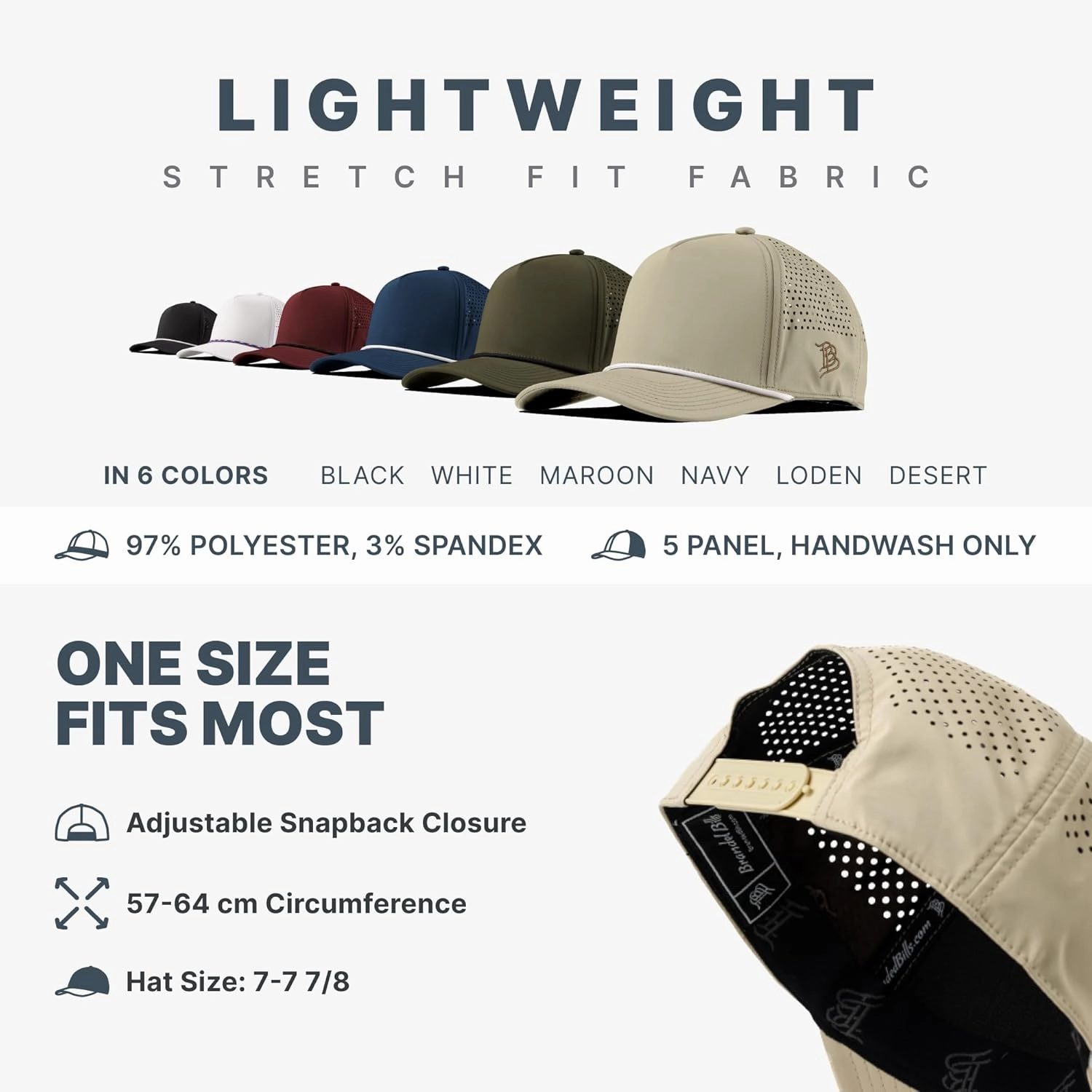Branded Bills Campus Collection PVC, Lightweight, Comfortable Baseball Cap