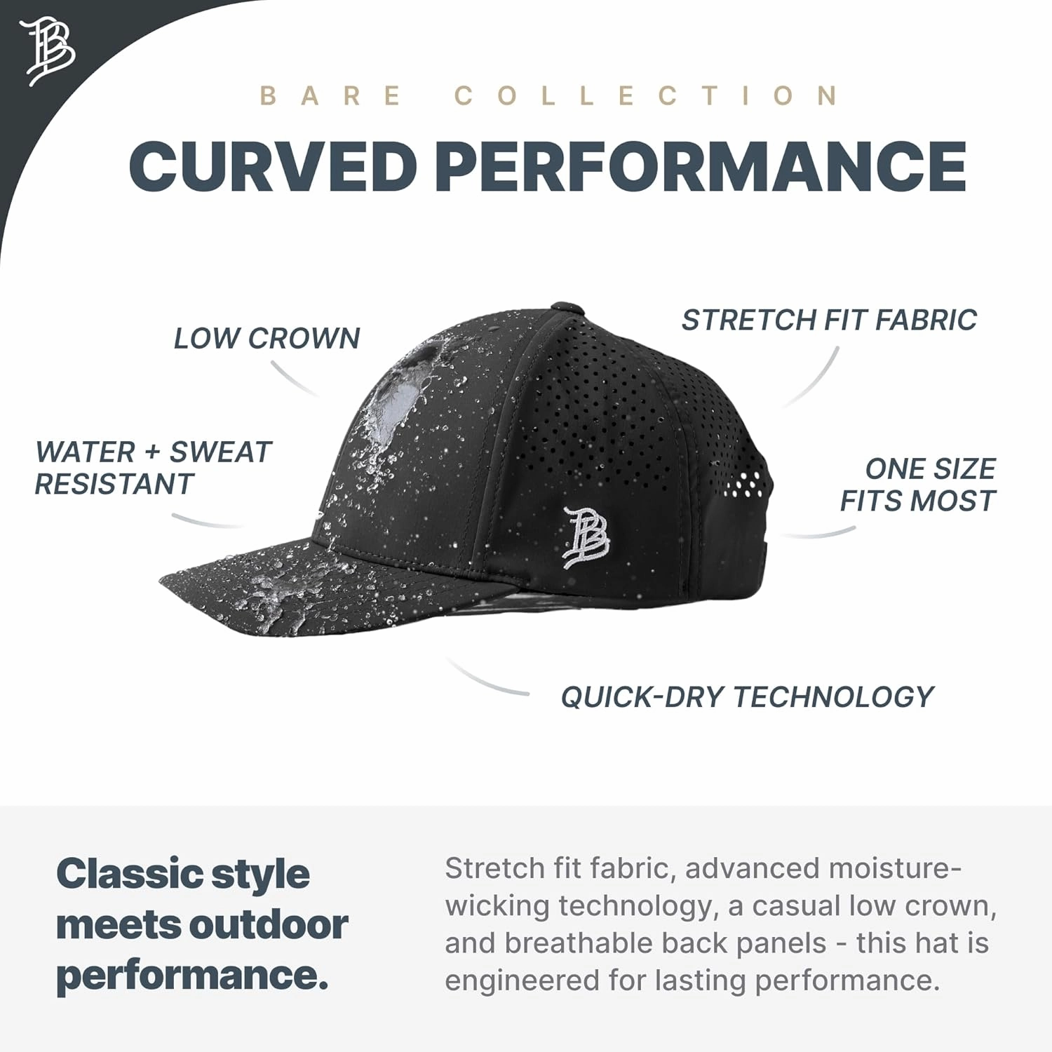 Branded Bills Old Glory PVCPerformance, Lightweight, Comfortable Baseball Cap
