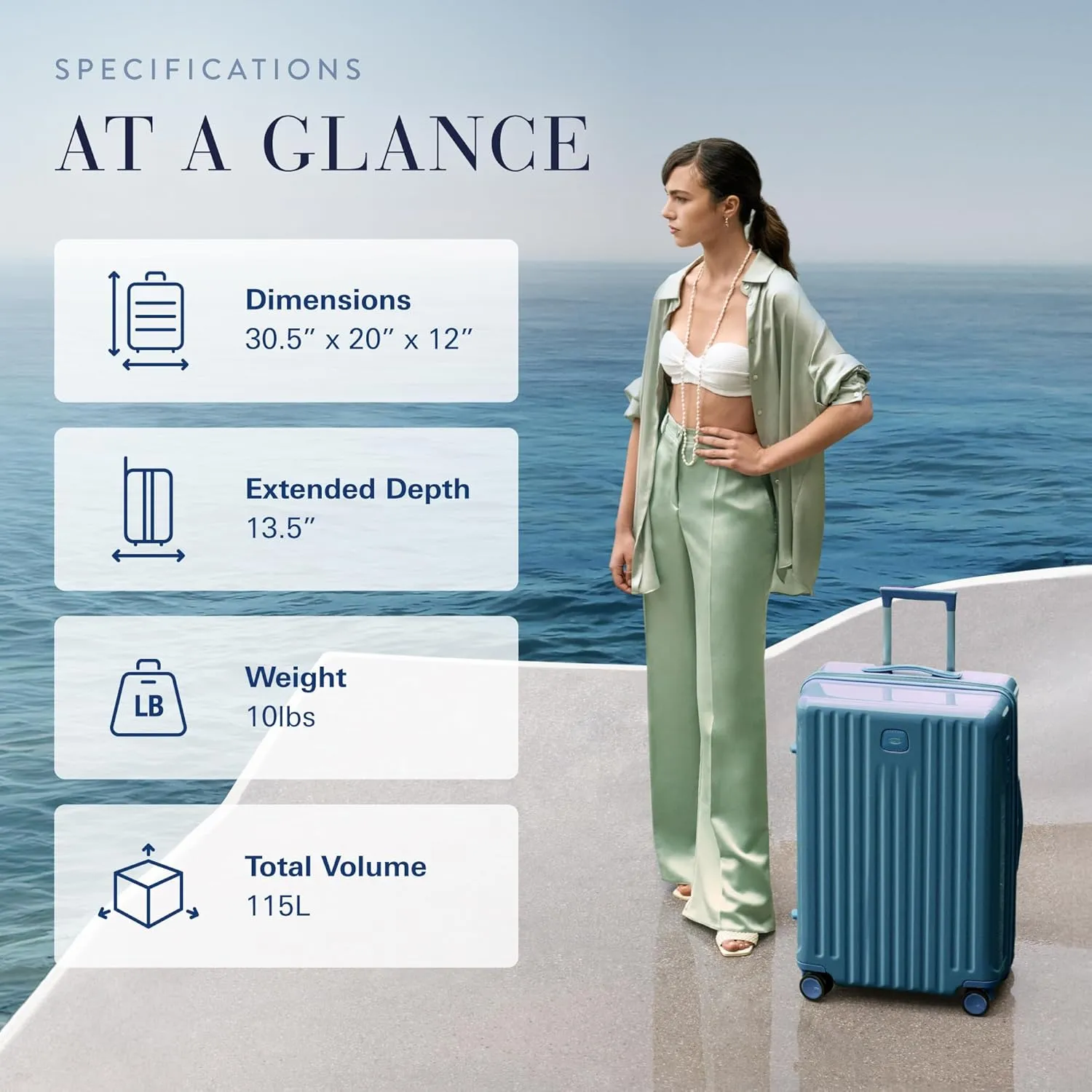 Bric's Positano 21-Inch Spinner - Luxury Carry-On Luggage With Spinner Wheels - Lightweight Suitcases Made From Durable Polycarbonate - Comes with Protective Cover - Sea Green