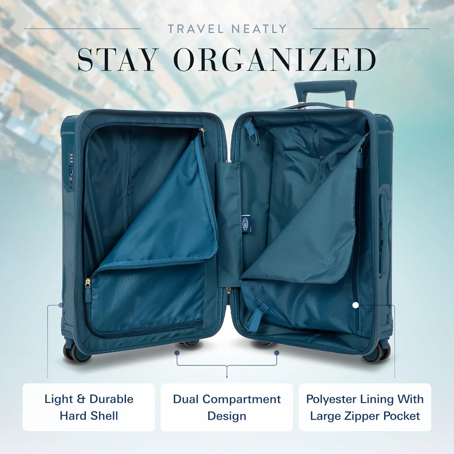 Bric's Positano 21-Inch Spinner - Luxury Carry-On Luggage With Spinner Wheels - Lightweight Suitcases Made From Durable Polycarbonate - Comes with Protective Cover - Sea Green