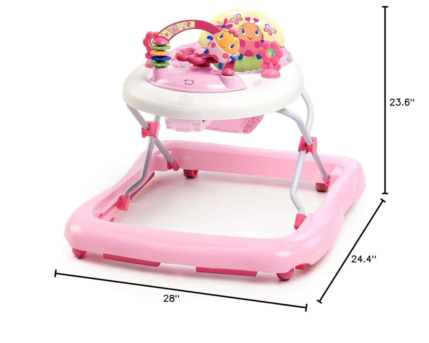 Bright Starts JuneBerry Walk-A-Bout Baby Walker and Entertainer, Removeable Floor Toy, with Easy Fold Frame for Storage, Ages 6 Months  