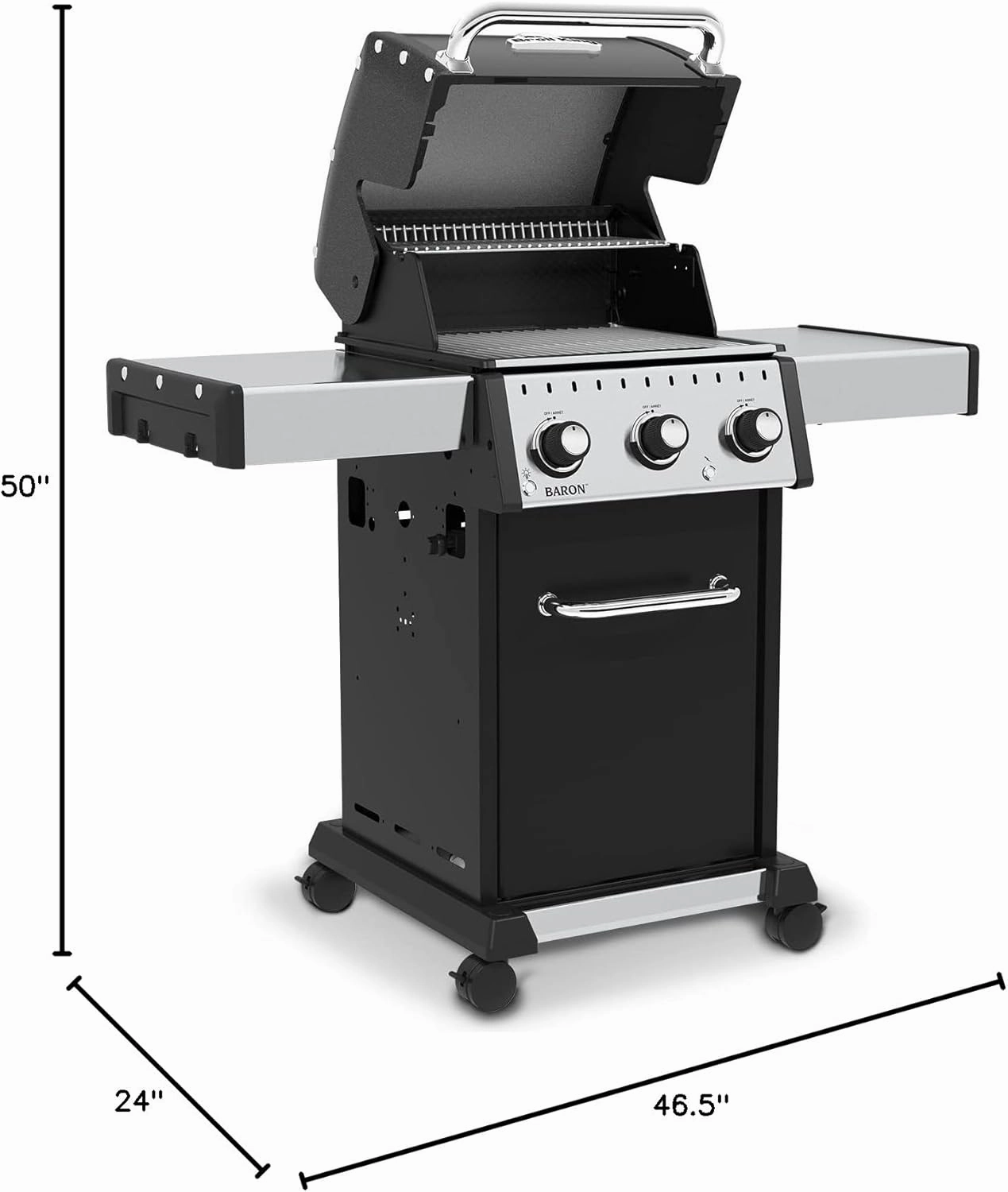 Broil King 874214 Baron 320 Pro, Liquid Propane (LP), Stainless Steel, Black