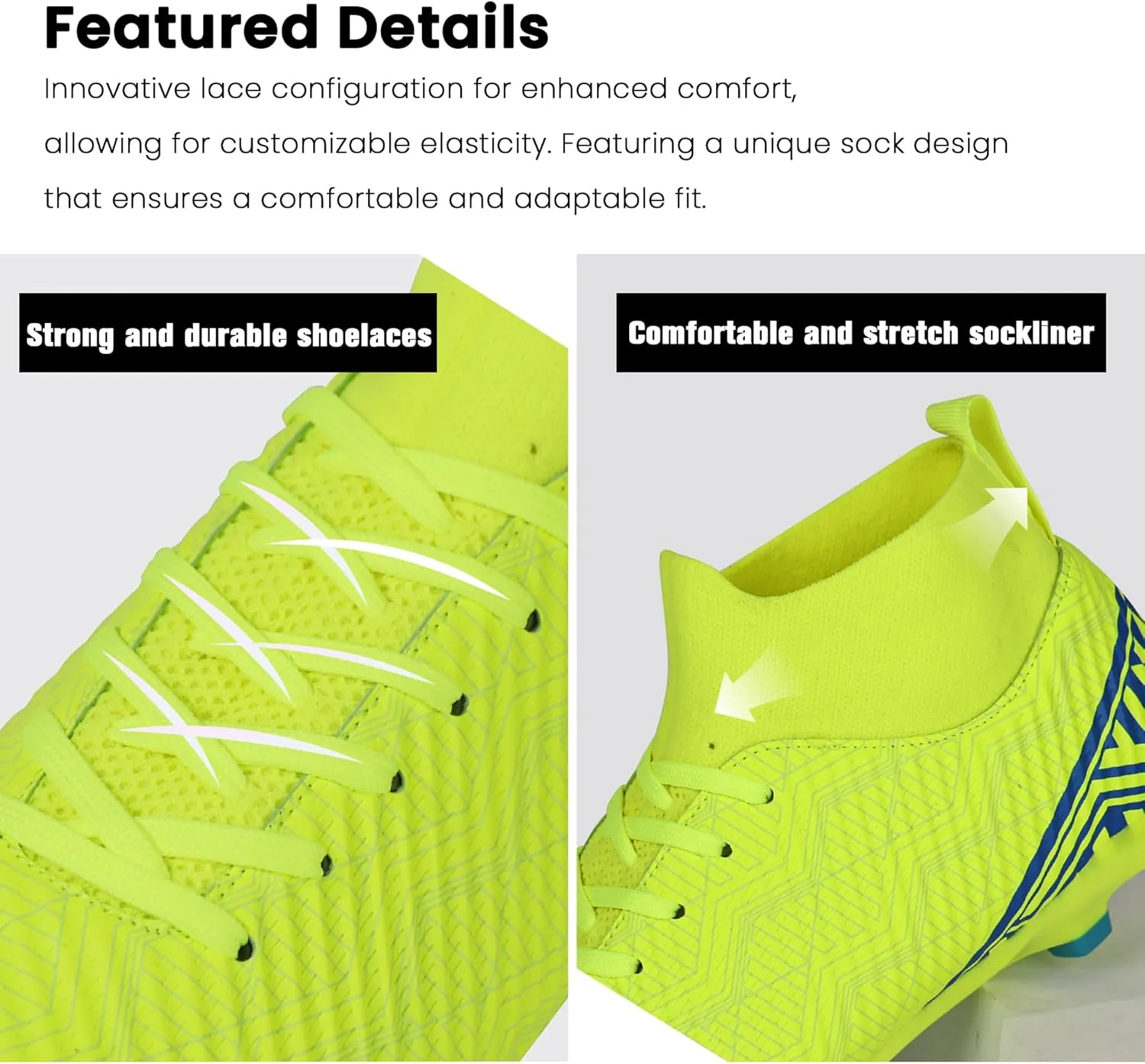 brooman Men Firm Ground Soccer Cleats Big Kids Youth Outdoor Football Shoes