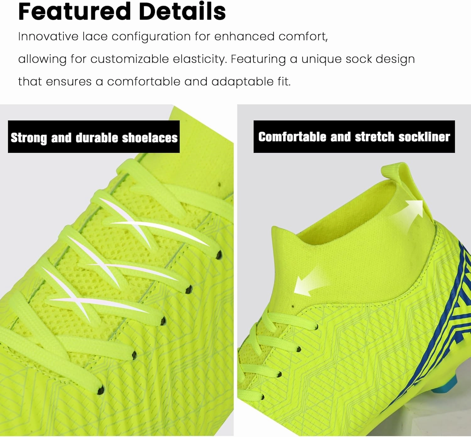 brooman Men Firm Ground Soccer Cleats Big Kids Youth Outdoor Football Shoes