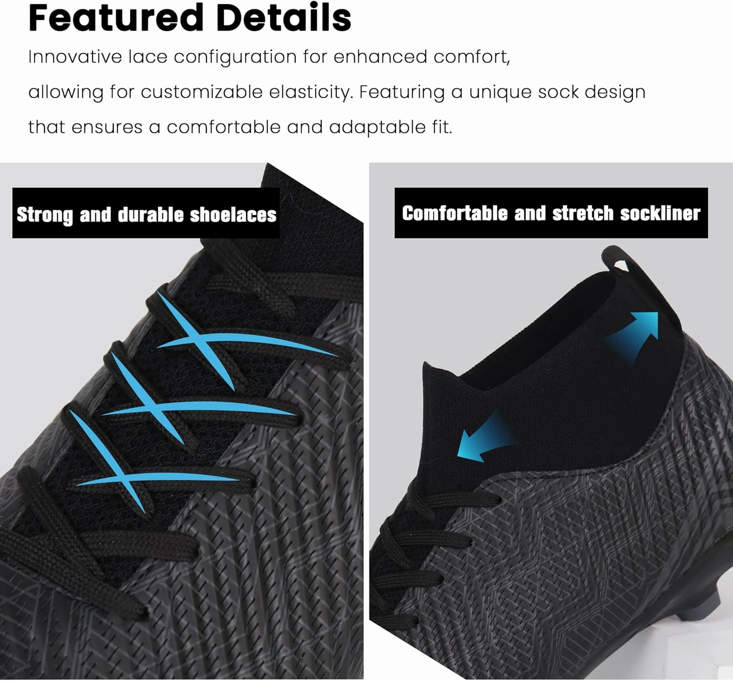 brooman Men Firm Ground Soccer Cleats Big Kids Youth Outdoor Football Shoes
