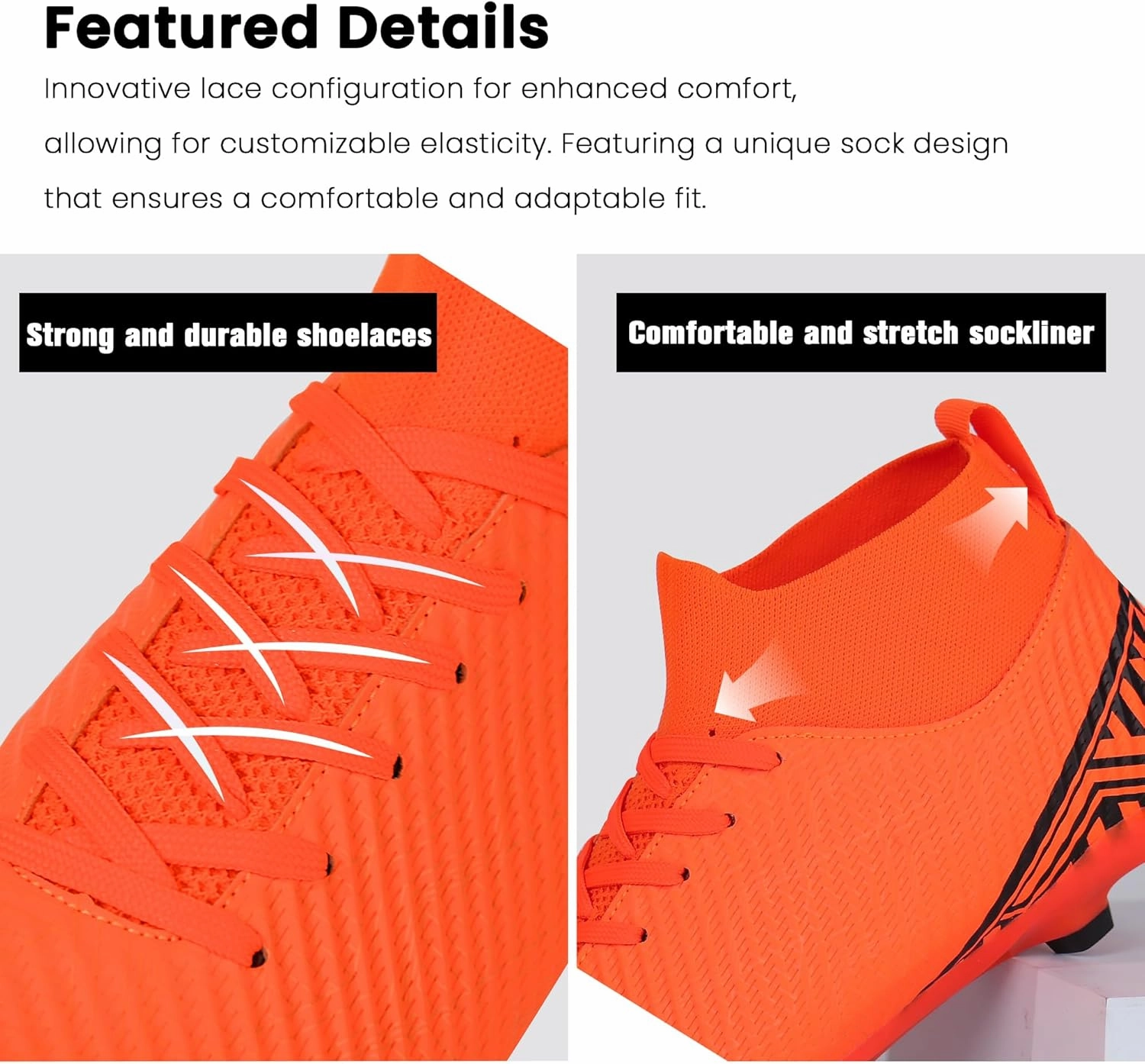 brooman Men Firm Ground Soccer Cleats Big Kids Youth Outdoor Football Shoes