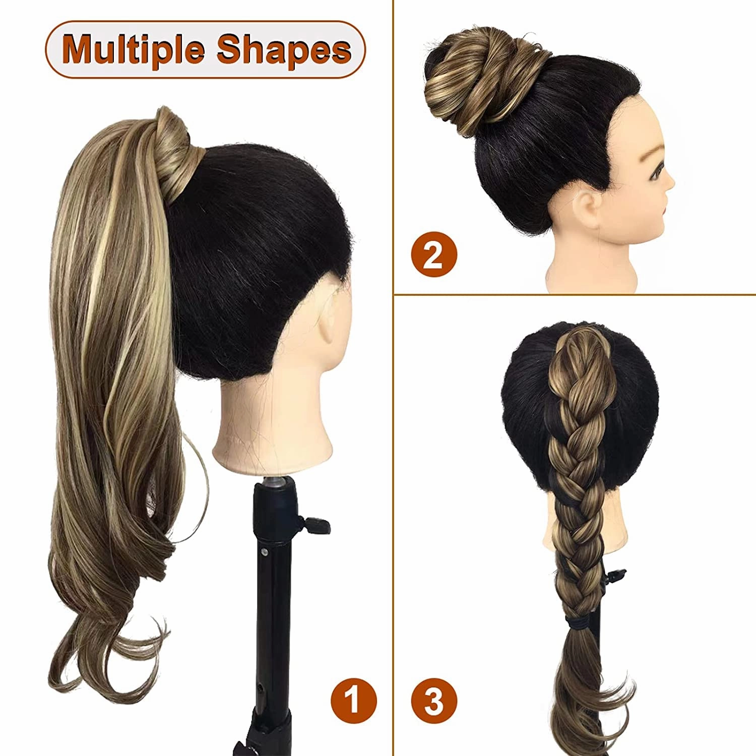 Brown Ponytail Extainson 32 Inch Flexible Wrap Around Ponytail Hair Extension 8# Long Wavy Pony Tails hair Extension Chocolate Brown Synthetic Hairpieces For Women and Girls