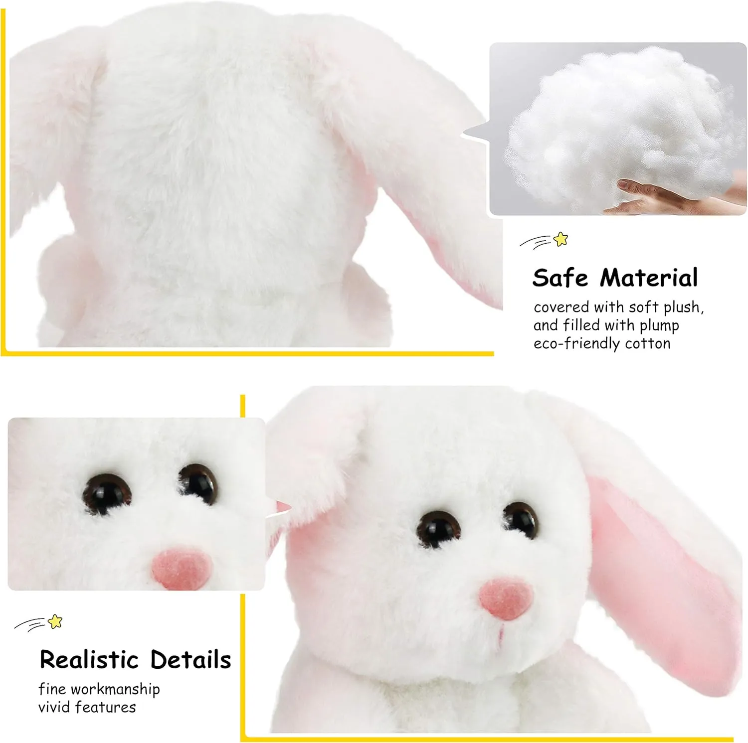 BSTAOFY Bunny Stuffed Animal, Light up White Bunny Soft Plush Toy LED Rabbit Lop Ear Night Light Stuffed Animals Easter Birthday Easter Christmas Festival Gift for Kids Toddlers, 8''