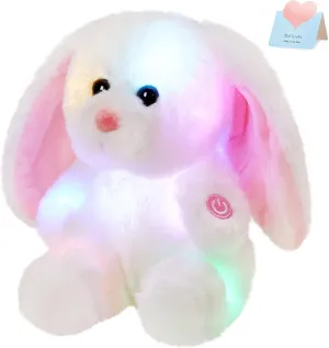 BSTAOFY Bunny Stuffed Animal, Light up White Bunny Soft Plush Toy LED Rabbit Lop Ear Night Light Stuffed Animals Easter Birthday Easter Christmas Festival Gift for Kids Toddlers, 8''