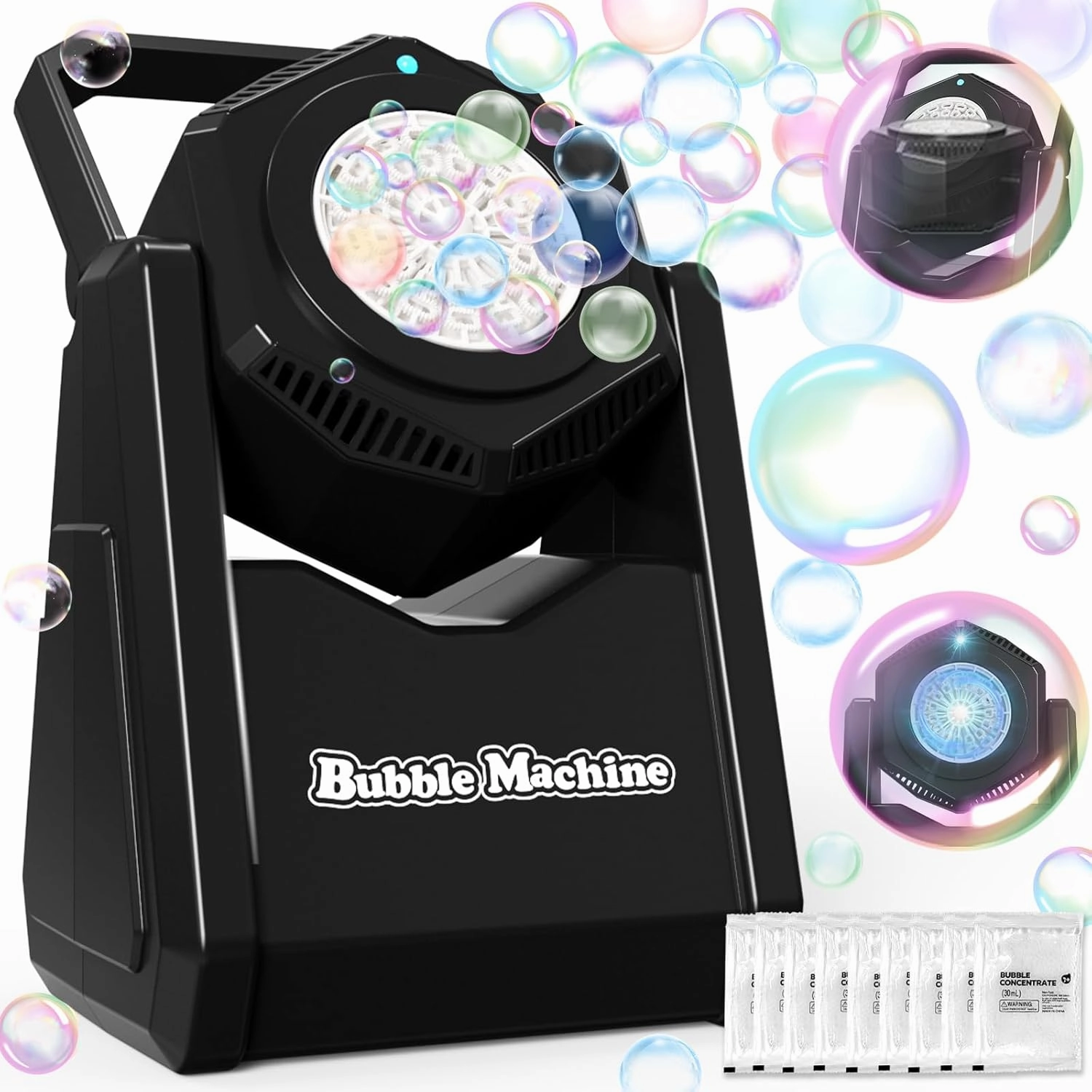 Bubble Machine, Bubble Blower for Party 90°Adjustable, Durable Automatic Bubbles Toys for Kids 20000  Bubbles Per Mins, Bubble Maker with Bubble Solution Operated by Batteries for Indoor Outdoor