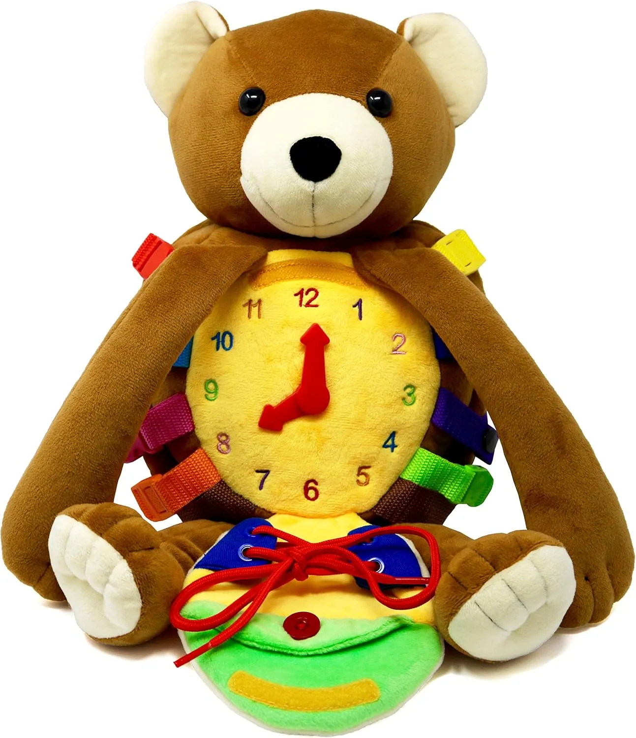 Buckle Toys Bear Backpack - Toddler Backpack & Stuffed Animal Learning Activity - Develops Fine Motor & Basic Life Skills - Soft Plush Kids Travel Toy - Billy Bear